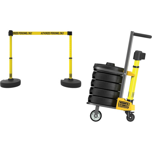 Chariot de transport pour barri&egrave;re PLUS, 75' lo, M&eacute;tal, Jaune Rock Safety Industrial Ltd