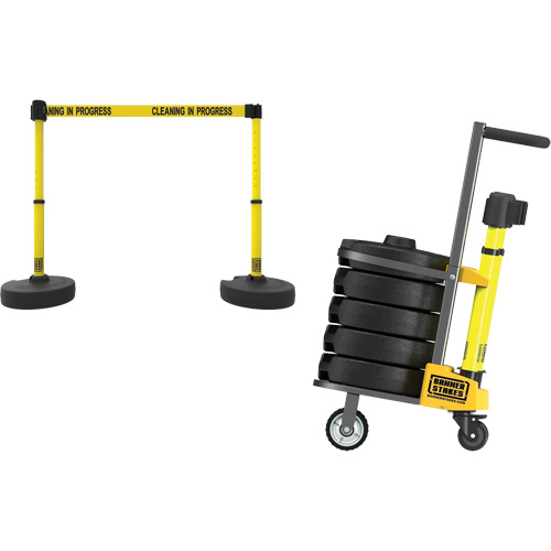 Chariot de transport pour barri&egrave;re PLUS, 75' lo, M&eacute;tal, Jaune Rock Safety Industrial Ltd