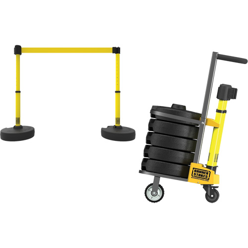 Chariot de transport pour barri&egrave;re PLUS, 75' lo, M&eacute;tal, Jaune Rock Safety Industrial Ltd