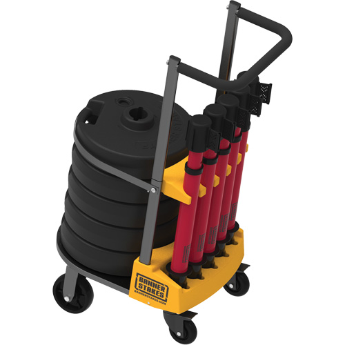 Chariot de transport pour barri&egrave;re PLUS, 75' lo, M&eacute;tal, Rouge Rock Safety Industrial Ltd