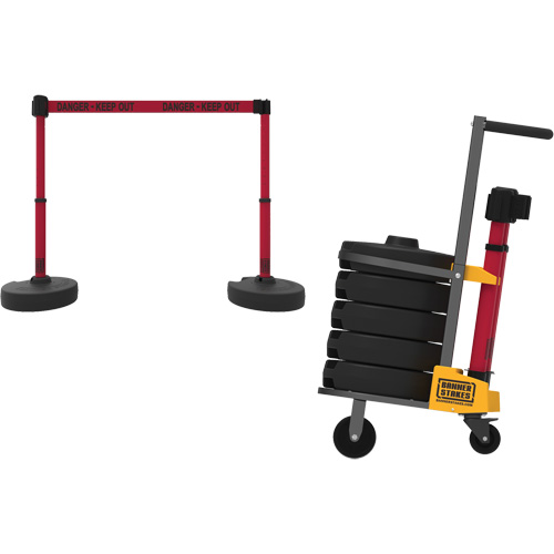 Chariot de transport pour barri&egrave;re PLUS, 75' lo, M&eacute;tal, Rouge Rock Safety Industrial Ltd