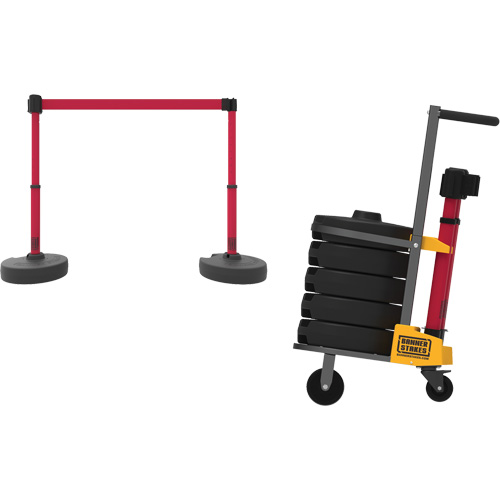 Chariot de transport pour barri&egrave;re PLUS, 75' lo, M&eacute;tal, Rouge Rock Safety Industrial Ltd
