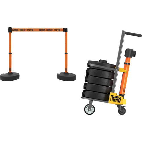 Chariot de transport pour barri&egrave;re PLUS, 75' lo, M&eacute;tal, Orange Rock Safety Industrial Ltd