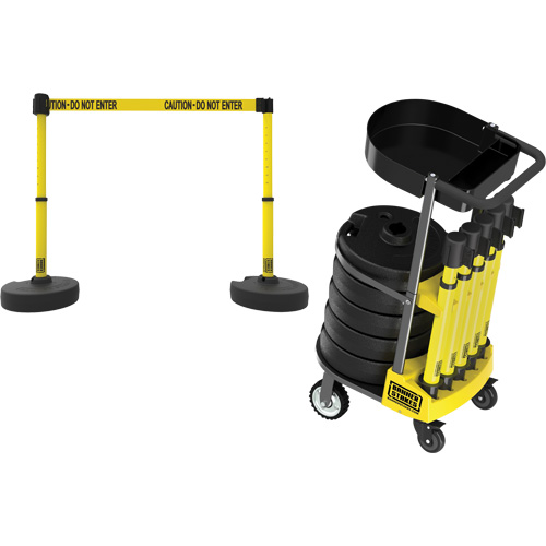 Chariot de transport avec plateau pour barri&egrave;re PLUS, 75' lo, M&eacute;tal, Jaune Rock Safety Industrial Ltd