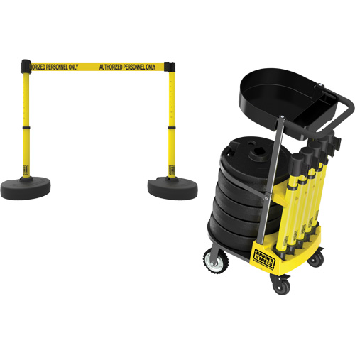 Chariot de transport avec plateau pour barri&egrave;re PLUS, 75' lo, M&eacute;tal, Jaune Rock Safety Industrial Ltd