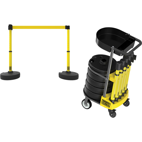 Chariot de transport avec plateau pour barri&egrave;re PLUS, 75' lo, M&eacute;tal, Jaune Rock Safety Industrial Ltd