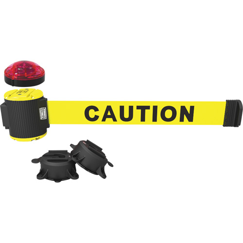 Barri&egrave;re &agrave; fixation murale avec ensemble d'&eacute;clairage, Plastique, Fixation magn&eacute;tique, 30', Ruban Jaune Rock Safety Industrial Ltd