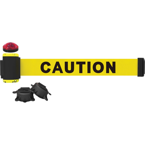 Barri&egrave;re &agrave; fixation murale avec ensemble d'&eacute;clairage, Plastique, Fixation magn&eacute;tique, 7', Ruban Jaune Rock Safety Industrial Ltd