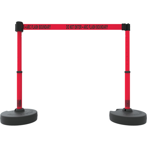 Ensemble de deux montants pour barri&egrave;re PLUS, Plastique, 42" h, Ruban Rouge, Longueur du ruban 15' Rock Safety Industrial Ltd