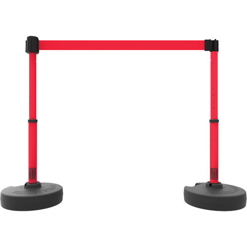 Ensemble de deux montants pour barri&egrave;re PLUS, Plastique, 42" h, Ruban Rouge, Longueur du ruban 15' Rock Safety Industrial Ltd