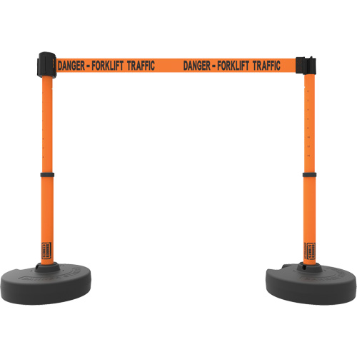 Ensemble de deux montants pour barri&egrave;re PLUS, Plastique, 42" h, Ruban Orange, Longueur du ruban 15' Rock Safety Industrial Ltd