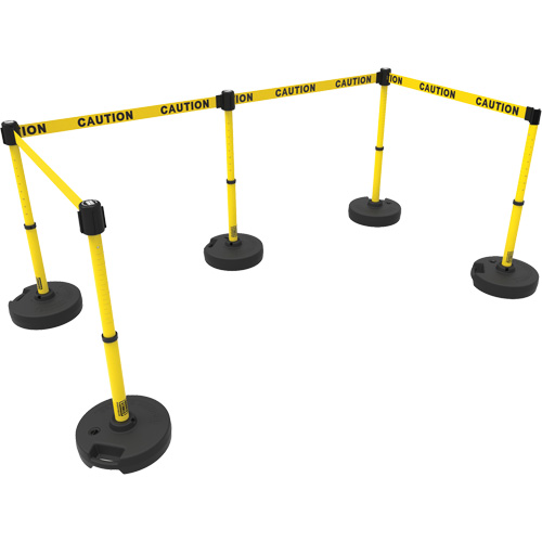 Ensemble de cinq montants pour barri&egrave;re PLUS, Plastique, 42" h, Ruban Jaune, Longueur du ruban 15' Rock Safety Industrial Ltd