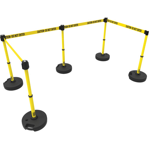 Ensemble de cinq montants pour barri&egrave;re PLUS, Plastique, 42" h, Ruban Jaune, Longueur du ruban 15' Rock Safety Industrial Ltd