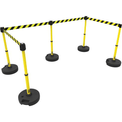 PLUS Barrier Post Set X5, Plastic, 42" H, Yellow Tape, 15' Tape Length Rock Safety Industrial Ltd