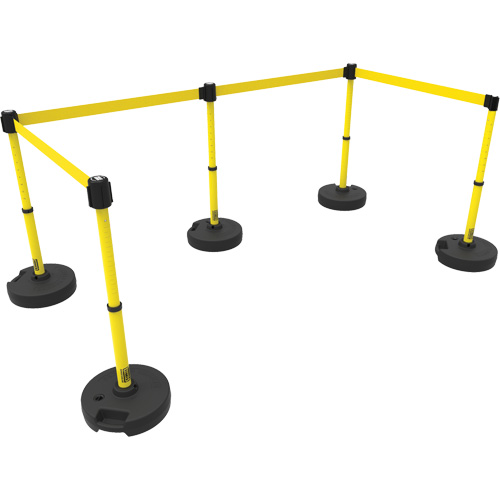 Ensemble de cinq montants pour barri&egrave;re PLUS, Plastique, 42" h, Ruban Jaune, Longueur du ruban 15' Rock Safety Industrial Ltd