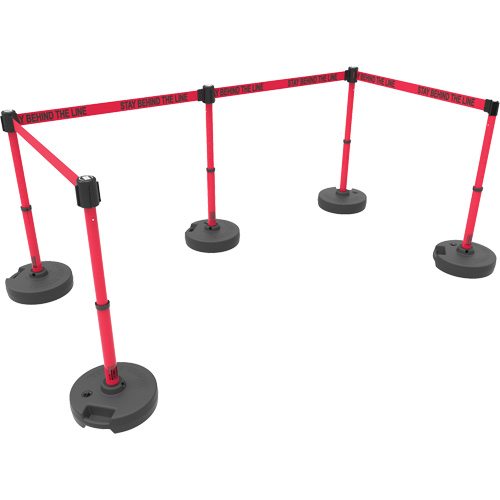 PLUS Barrier Post Set X5, Plastic, 42" H, Red Tape, 15' Tape Length Rock Safety Industrial Ltd