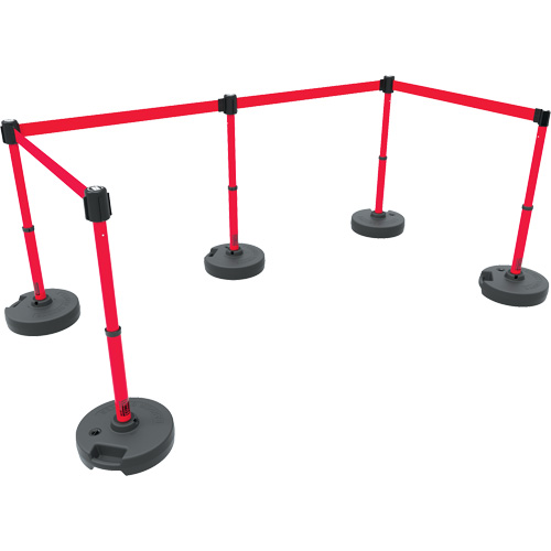 PLUS Barrier Post Set X5, Plastic, 42" H, Red Tape, 15' Tape Length Rock Safety Industrial Ltd