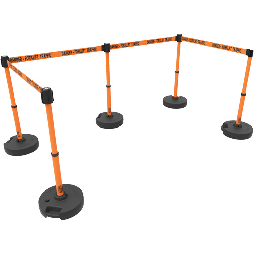 Ensemble de cinq montants pour barri&egrave;re PLUS, Plastique, 42" h, Ruban Orange, Longueur du ruban 15' Rock Safety Industrial Ltd