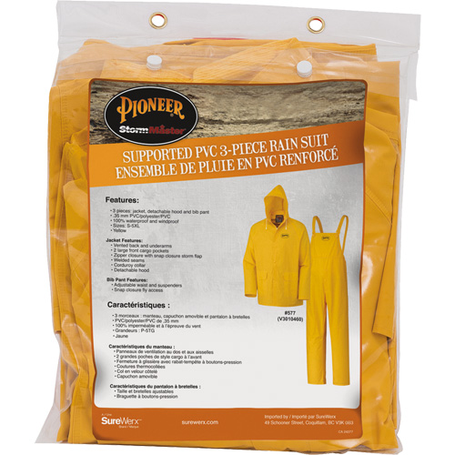 577 3-Piece Rain Suit, Polyester/PVC, 5X-Large, Yellow Rock Safety Industrial Ltd