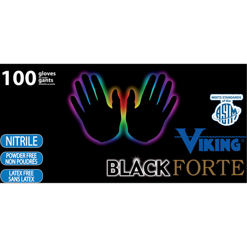34605 Forte Disposable Gloves, Small, Nitrile, 6-mil, Powder-Free, Black Rock Safety Industrial Ltd