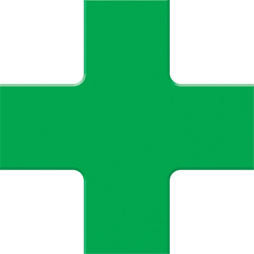 Marqueur robuste pour le sol Tough-Mark, Croix, 6" lo x 6" la, Vert, Poly&eacute;thyl&egrave;ne Rock Safety Industrial Ltd