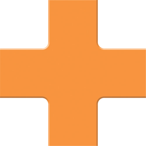 Marqueur robuste pour le sol Tough-Mark, Croix, 6" lo x 6" la, Orange, Poly&eacute;thyl&egrave;ne Rock Safety Industrial Ltd