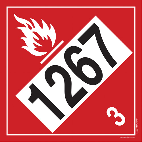Plaque-&eacute;tiquette TMD 1267 pour liquide inflammable p&eacute;trole brut, Plastique Rock Safety Industrial Ltd