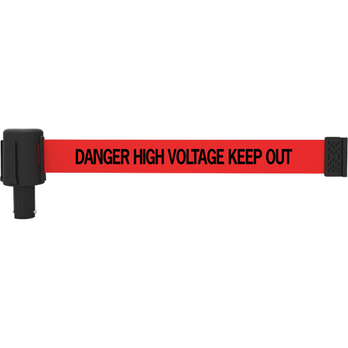Cassette de banni&egrave;re PLUS, Danger High Voltage Keep Out, 15', Ruban Rouge Rock Safety Industrial Ltd
