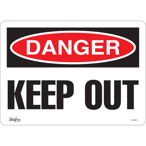 "Keep Out" Sign, 10" x 14", Vinyl, English Rock Safety Industrial Ltd