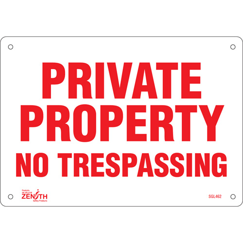 "Private Property" Sign, 7" x 10", Plastic, English Rock Safety Industrial Ltd