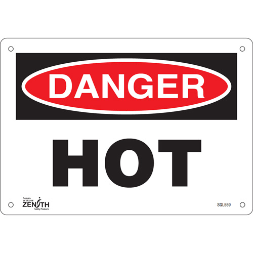 Enseigne Danger Hot, 7" x 10", Aluminium, Anglais Rock Safety Industrial Ltd