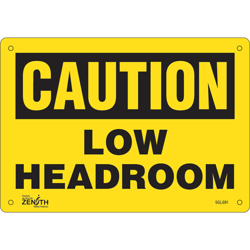 Enseigne Low Headroom, 7" x 10", Aluminium, Anglais Rock Safety Industrial Ltd