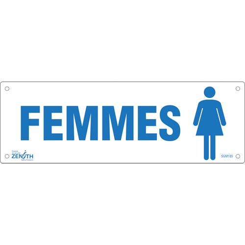 Enseigne Femmes, 4" x 12", Plastique, Français avec pictogramme Rock Safety Industrial Ltd