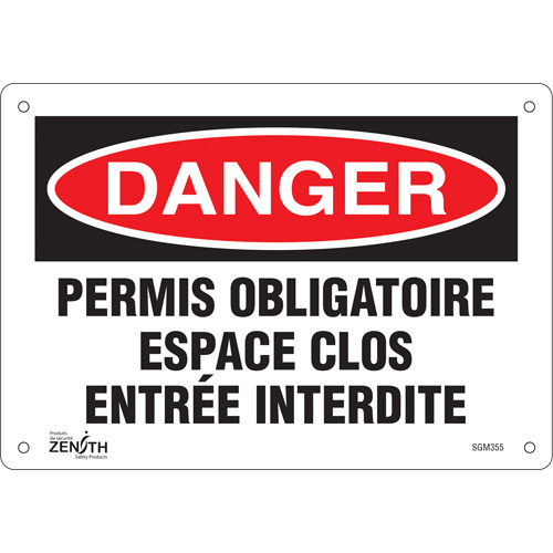 "Espace Clos Entr&eacute;e Interdite" Sign, 7" x 10", Aluminum, French Rock Safety Industrial Ltd
