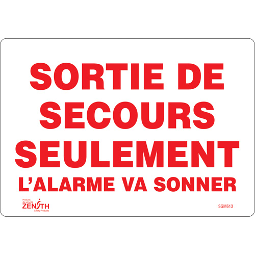 Enseigne Sortie De Secours, 7" x 10", Vinyle, Français Rock Safety Industrial Ltd