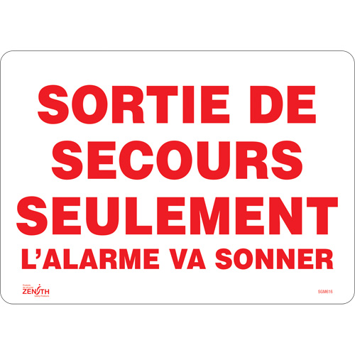 Enseigne Sortie De Secours, 10" x 14", Vinyle, Français Rock Safety Industrial Ltd
