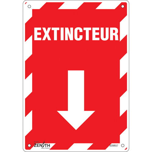 "Extincteur" Arrow Sign, 10" x 7", Aluminum, French with Pictogram Rock Safety Industrial Ltd