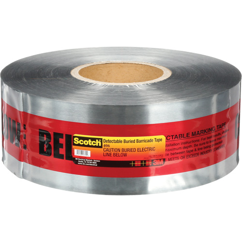 Scotch&reg; Detectable Buried Barricade Tape, English, 3" W x 1000' L, 5 mils, Black on Red Rock Safety Industrial Ltd