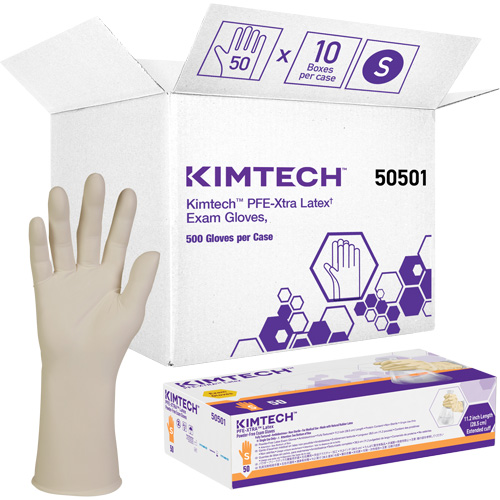 Gants m&eacute;dicaux Kimtech XTRA-PFE, Petit, Latex, 6 mils, Sans poudre, Blanc, Classe 2 Rock Safety Industrial Ltd