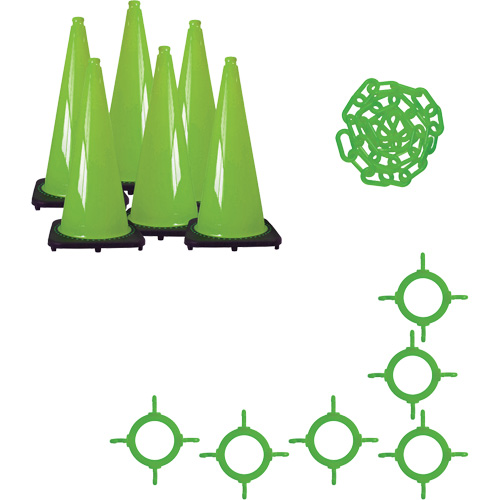 Traffic Cone & Chain Kit, 28", Green Rock Safety Industrial Ltd