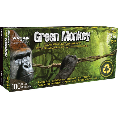 Gants 5559PF Green Monkey, Petit, Nitrile, 4 mils, Sans poudre, Vert Rock Safety Industrial Ltd