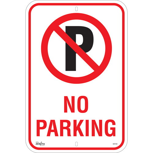 "No Parking" Sign, 18" x 12", Aluminum, English with Pictogram Rock Safety Industrial Ltd