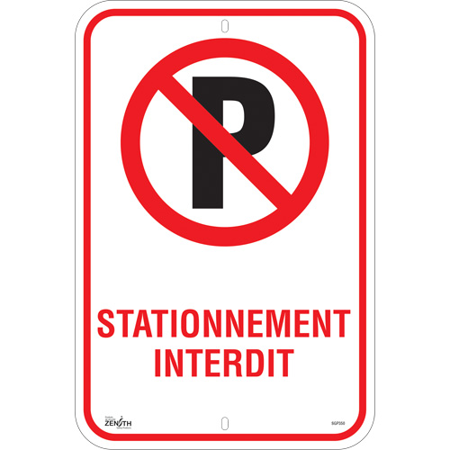 "Stationnement Interdit" Sign, 18" x 12", Aluminum, French with Pictogram Rock Safety Industrial Ltd