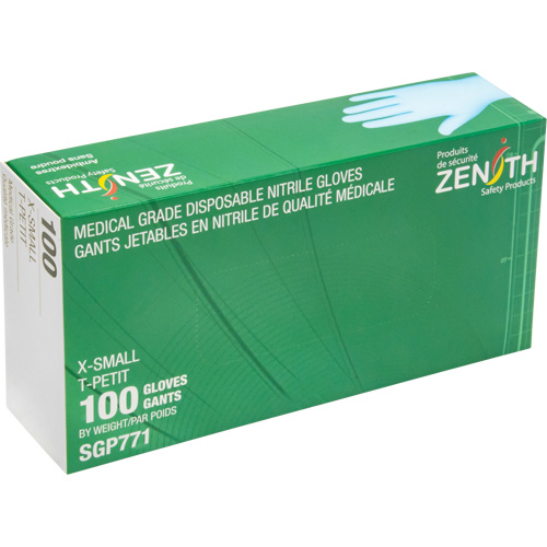 Puncture-Resistant Medical-Grade Disposable Gloves, X-Small, Nitrile, 4.5-mil, Powder-Free, Blue, Class 2 Rock Safety Industrial Ltd