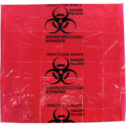 Sacs pour d&eacute;chets dangereux Dynamic, D&eacute;chets infectieux, 24" lo x 24" la, 12 microns Rock Safety Industrial Ltd