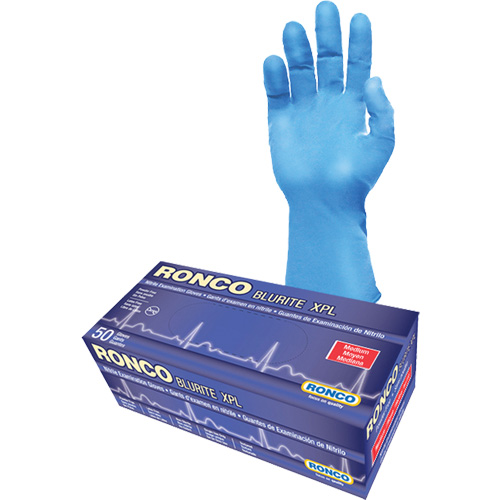 Blurite XPL Examination Gloves, Small, Nitrile, 8-mil, Powder-Free, Blue, Class 2 Rock Safety Industrial Ltd