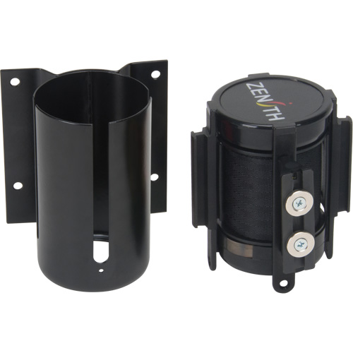 Barri&egrave;re &agrave; fixation murale avec ruban magn&eacute;tique, Acier, Fixation par vis, 7', Ruban Noir Rock Safety Industrial Ltd