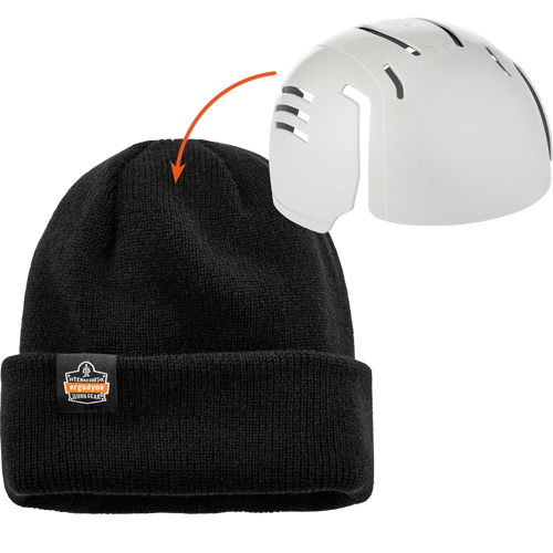 N-Ferno&reg; Zippered Rib Knit Beanie Hat with Bump Cap Insert, One Size, Black Rock Safety Industrial Ltd