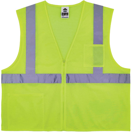 Gilet de s&eacute;curit&eacute; auto-extinguible GloWear 8256Z, Jaune lime haute visibilit&eacute;, Moyen/Petit, Polyester Rock Safety Industrial Ltd
