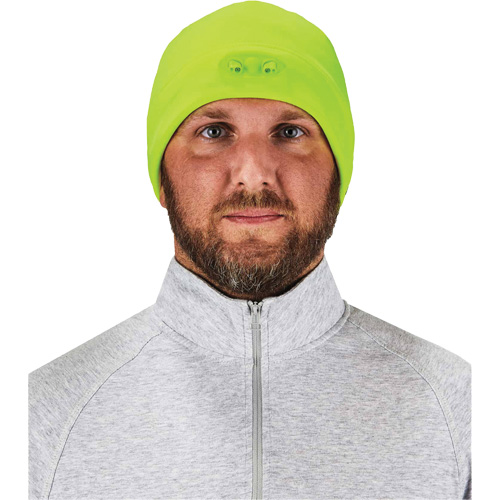 N-Ferno&reg; Skull Cap Beanie Hat with LED Lights, One Size, High-Visibility Lime Green Rock Safety Industrial Ltd